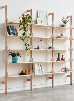 Wood and metal triple shelf