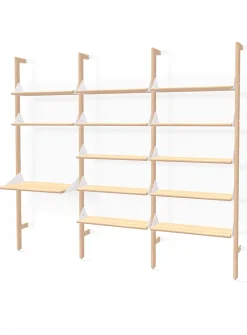 Wood and metal triple shelf with desktop