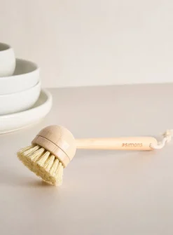 Wood and sisal dish brush