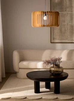 Wood slat hanging lamp