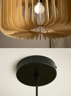 Wood slat hanging lamp