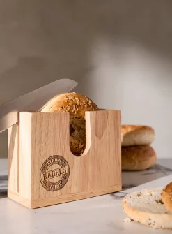 Wooden bagel holder