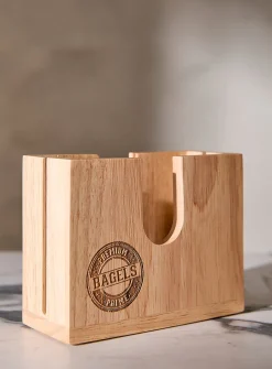 Wooden bagel holder