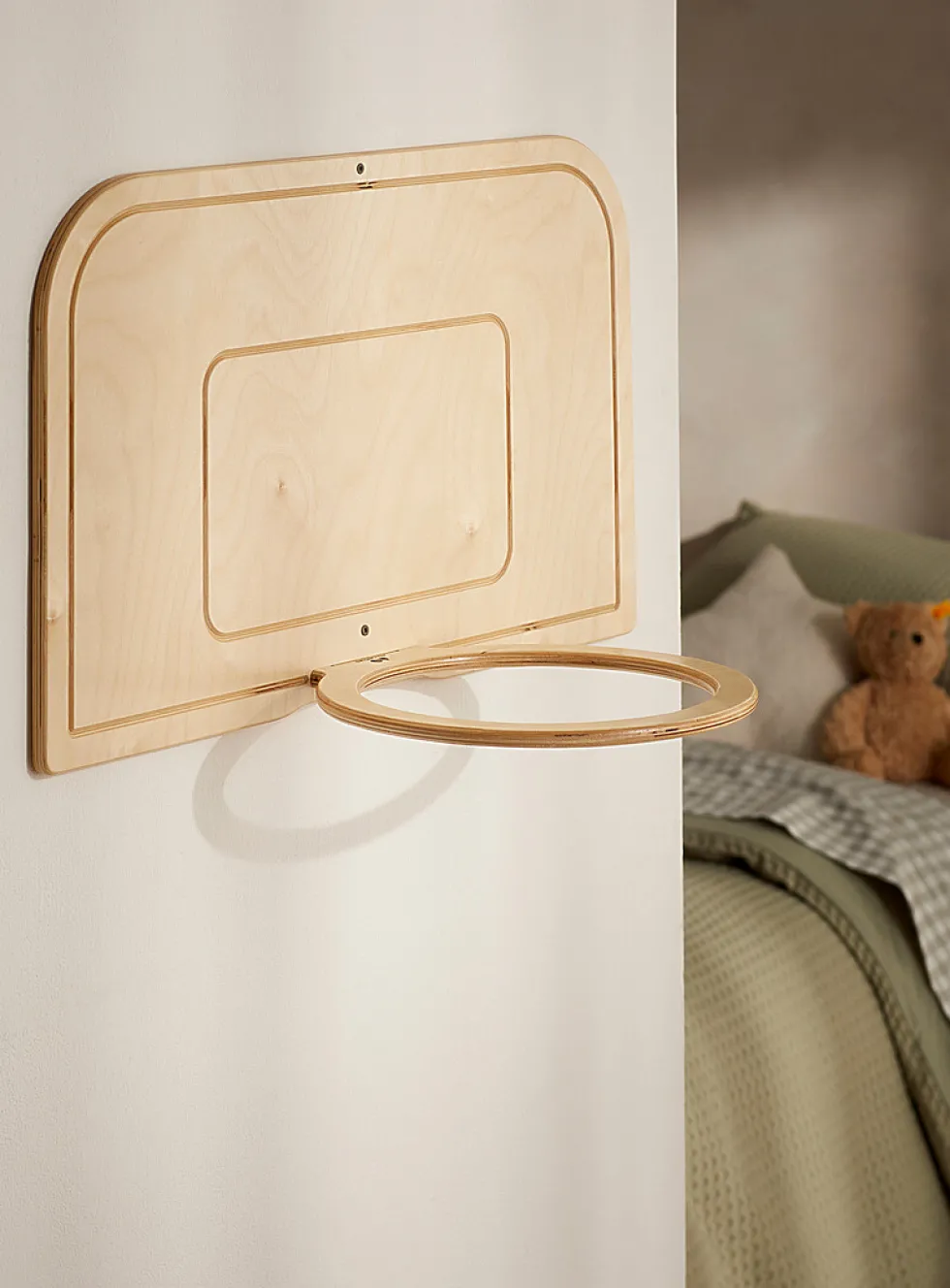 Wooden basketball hoop