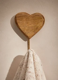 Wooden heart wall hook