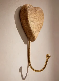 Wooden heart wall hook