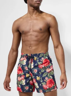 Woodland flower and strawberry swim trunk