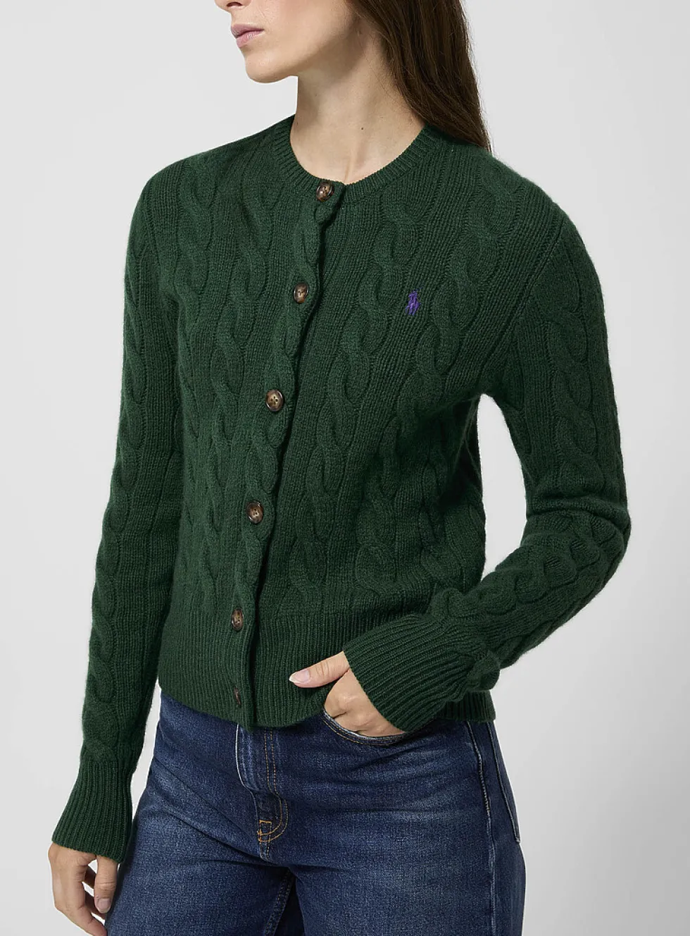 Wool and cashmere cable-knit cardigan