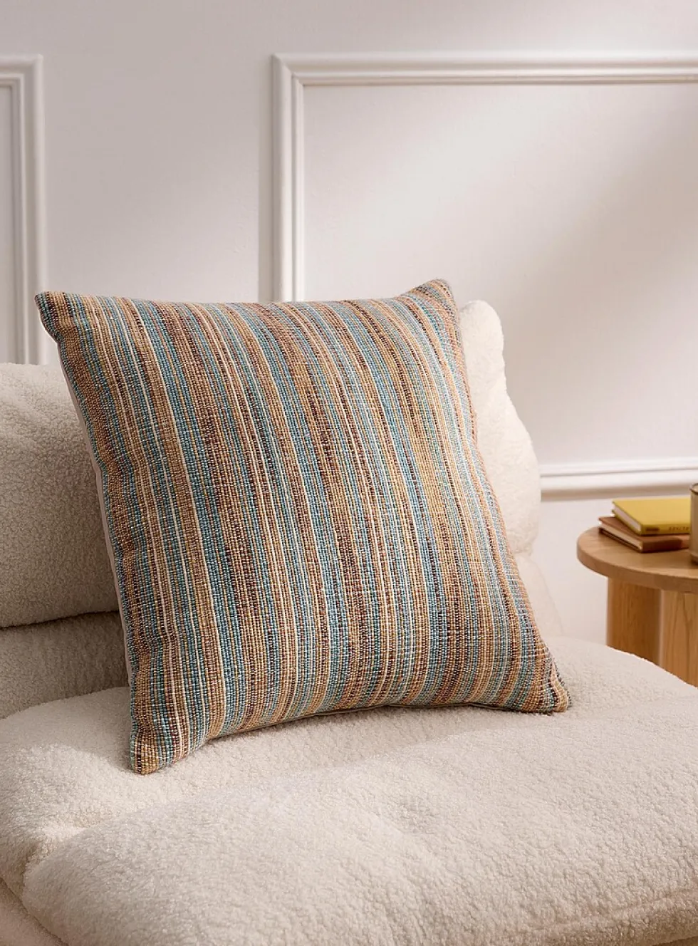 Wool and linen stripes removable cover cushion