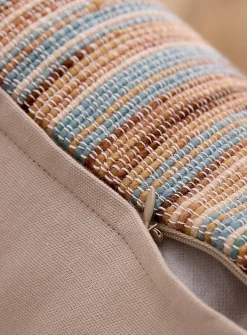 Wool and linen stripes removable cover cushion
