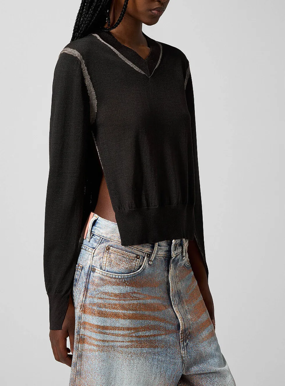 Wool faded-effect sweater