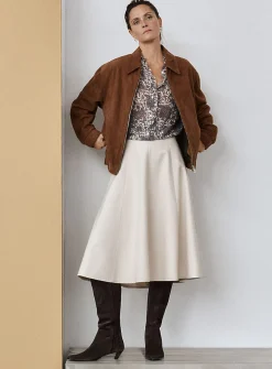 Wool-blend piqué midi skirt