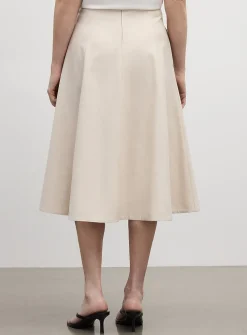 Wool-blend piqué midi skirt