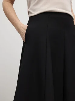 Wool-blend piqué midi skirt