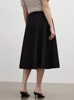 Wool-blend piqué midi skirt