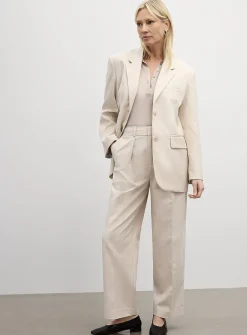 Wool-blend piqué pant
