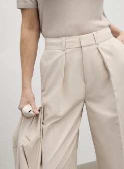 Wool-blend piqué pant