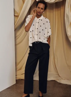 Wool-blend piqué pant