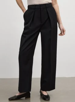 Wool-blend piqué pant