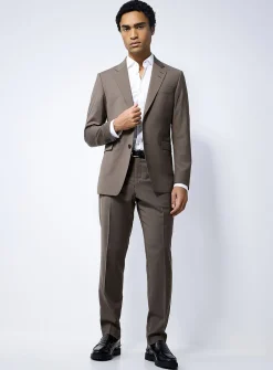 Wool-blend taupe suit