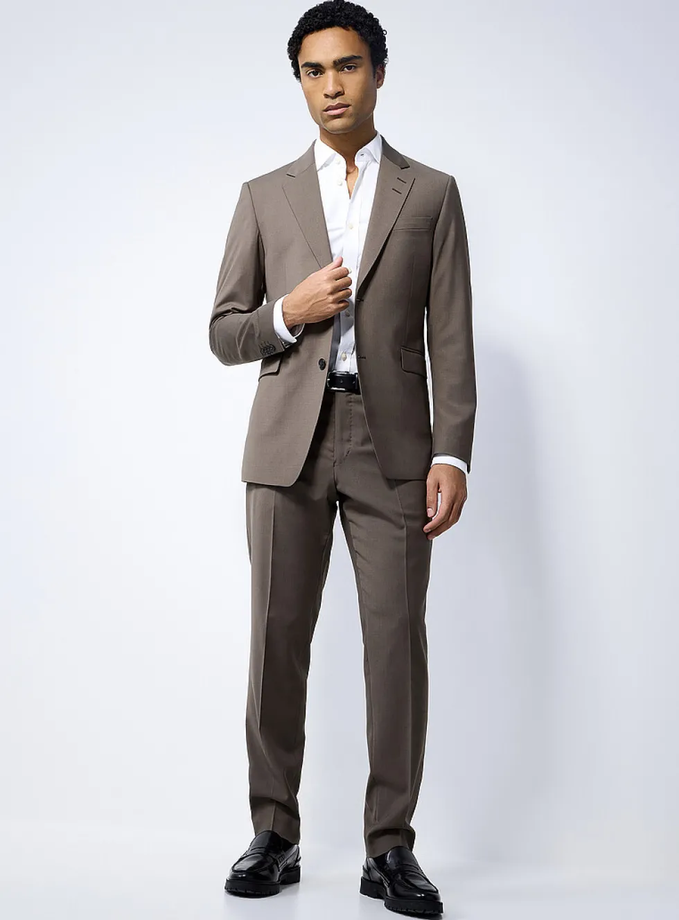 Wool-blend taupe suit