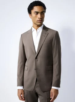 Wool-blend taupe suit