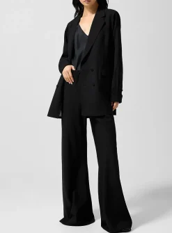 Wool-silk blend wide-leg pant