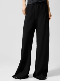 Wool-silk blend wide-leg pant
