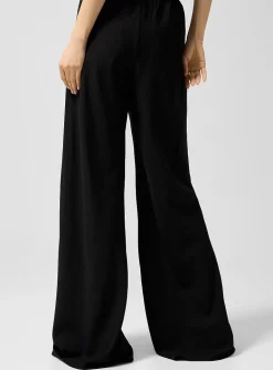 Wool-silk blend wide-leg pant