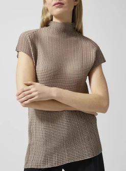 Wooly Pleats mock-neck top