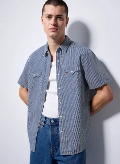 Worker-stripe Western shirt
