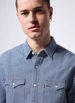 Worker-stripe Western shirt