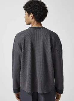 Worn waffled jersey T-shirt
