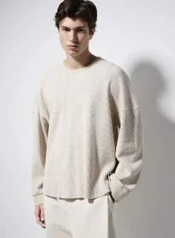 Worn waffled jersey T-shirt