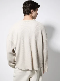 Worn waffled jersey T-shirt