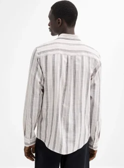 Woven vertical stripe shirt