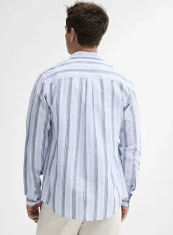 Woven vertical stripe shirt