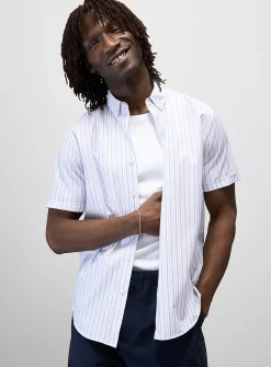 Woven-stripe poplin shirt