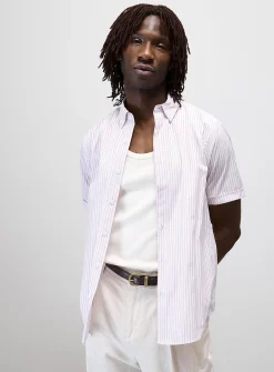 Woven-stripe poplin shirt