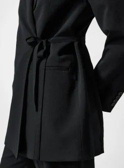 Wrap-front wool blazer