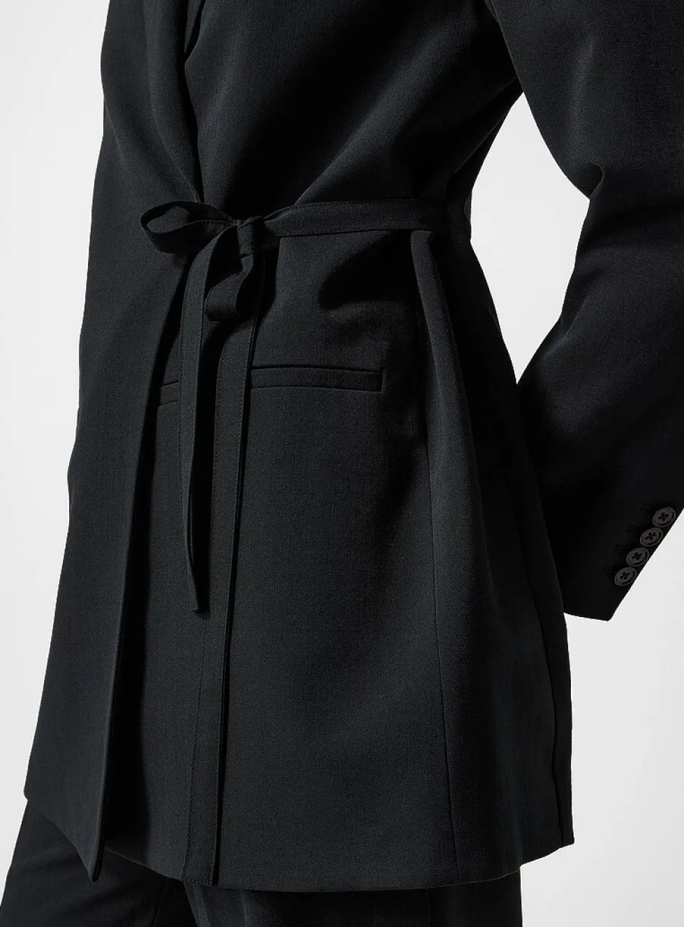 Wrap-front wool blazer