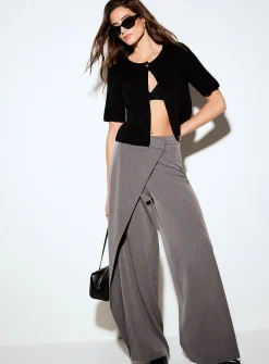 Wrap-style wide-leg pant