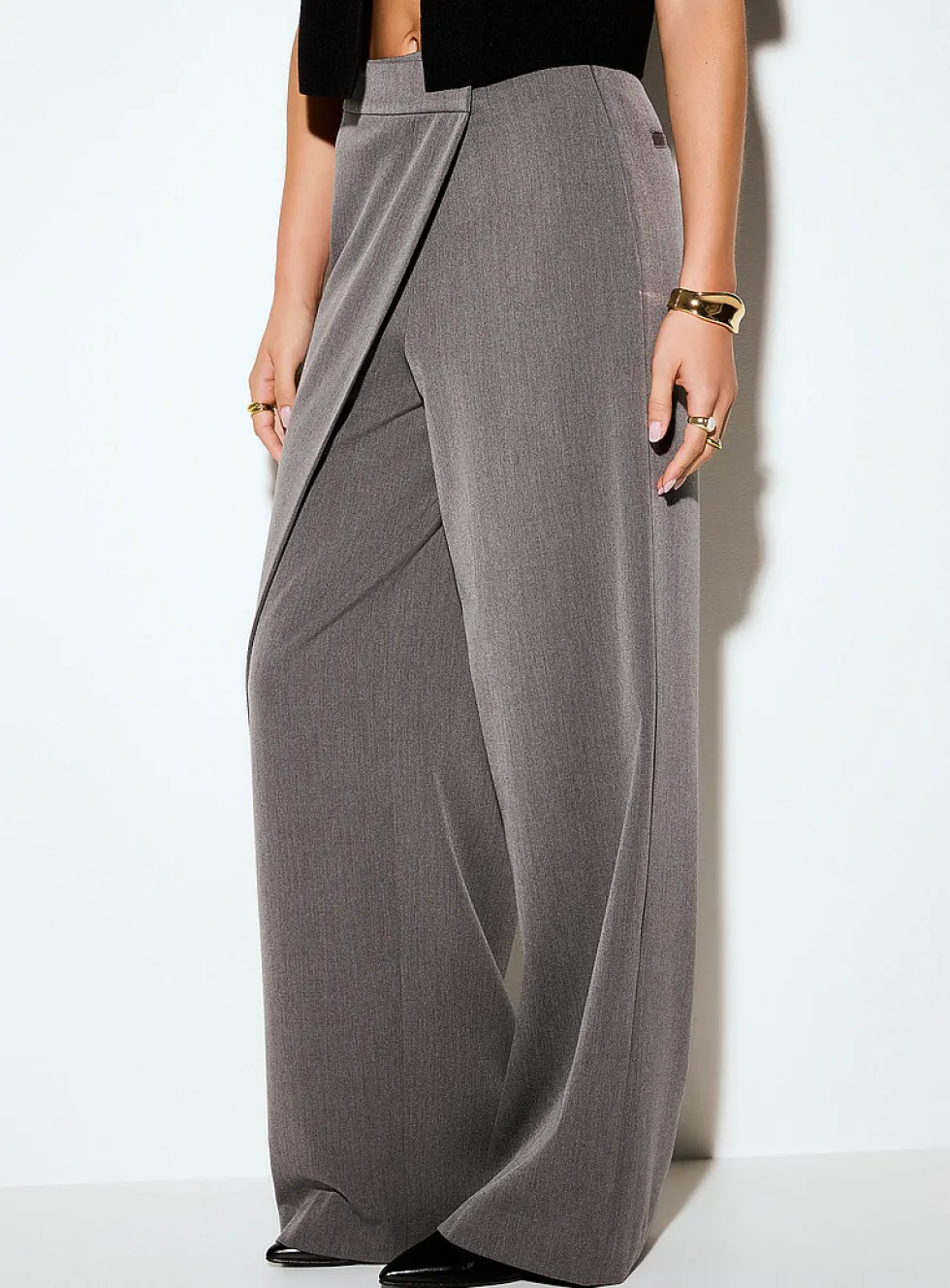 Wrap-style wide-leg pant