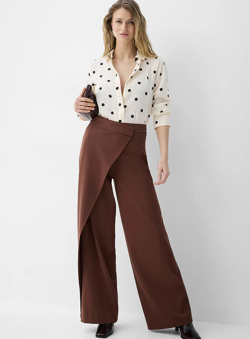 Wrap-style wide-leg pant