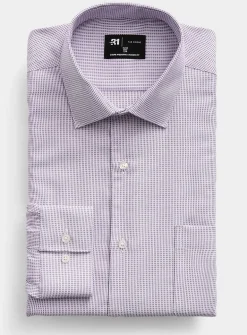 Wrinkle-free light blue jacquard check shirt