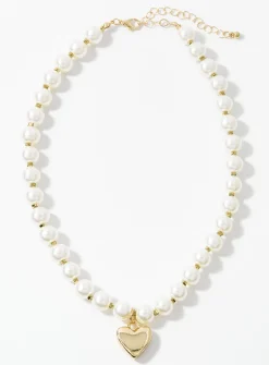 XL bead heart necklace