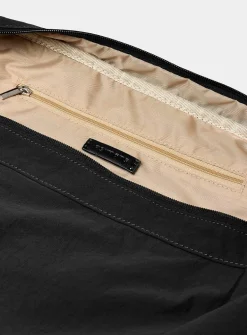 XL crinkled fabric half-moon bag