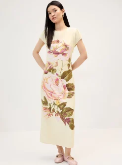 XL flowers laced back maxi dress
