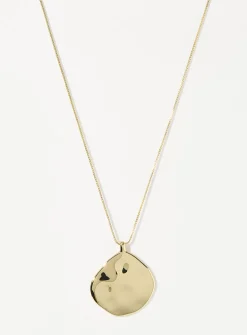 XL hammered medallion long chain