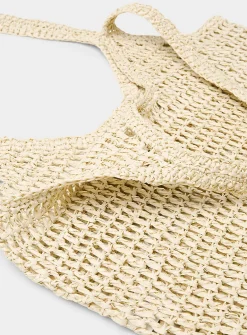 XL openwork braided straw tote bag